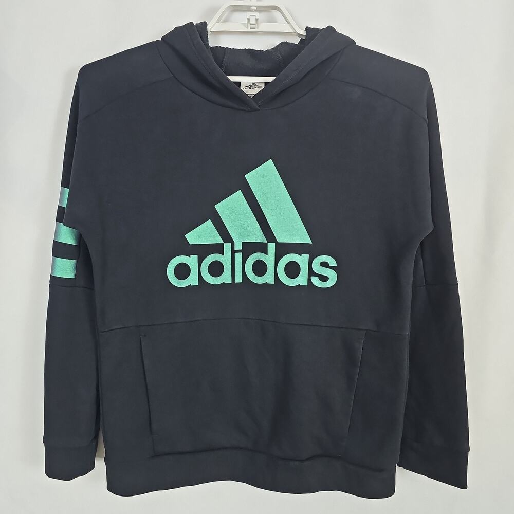 Adidas Boys Youth XL (18/20) Pullover Hoodie Black Iridescent Color Shift Logo